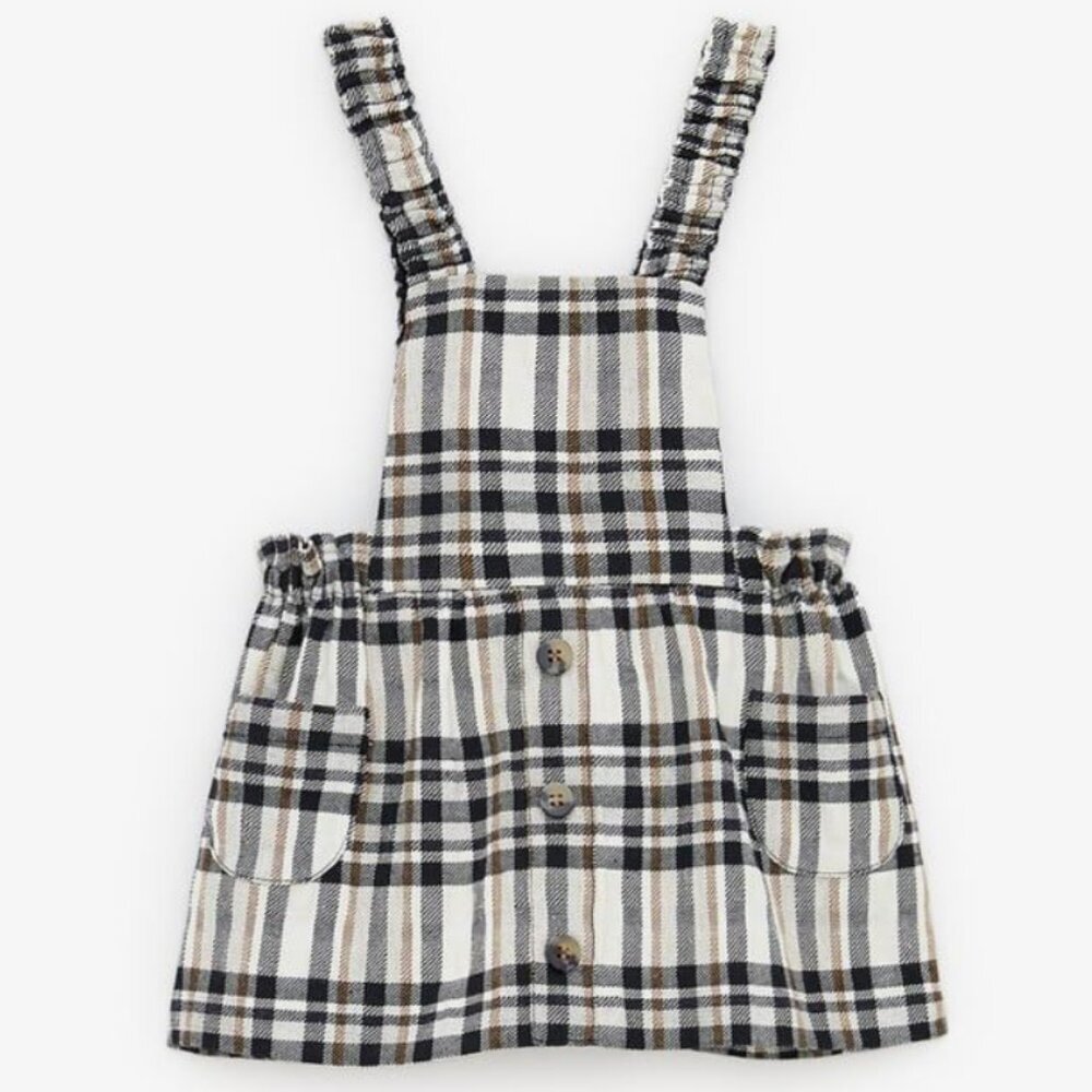 Zara Girls Plaid Overall Dress Skirt Size 2-3